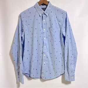 Abercrombie & Fitch sail boat nautical Blue Casual Button Down cotton Shirt M